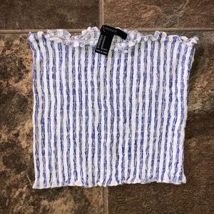 F21 Blue&white striped tube top